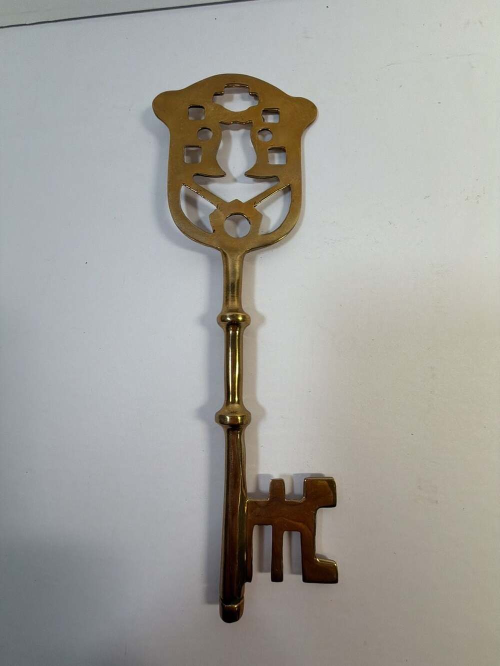Vintage Solid Brass Decorative‎ Skeleton Key 9” - ,